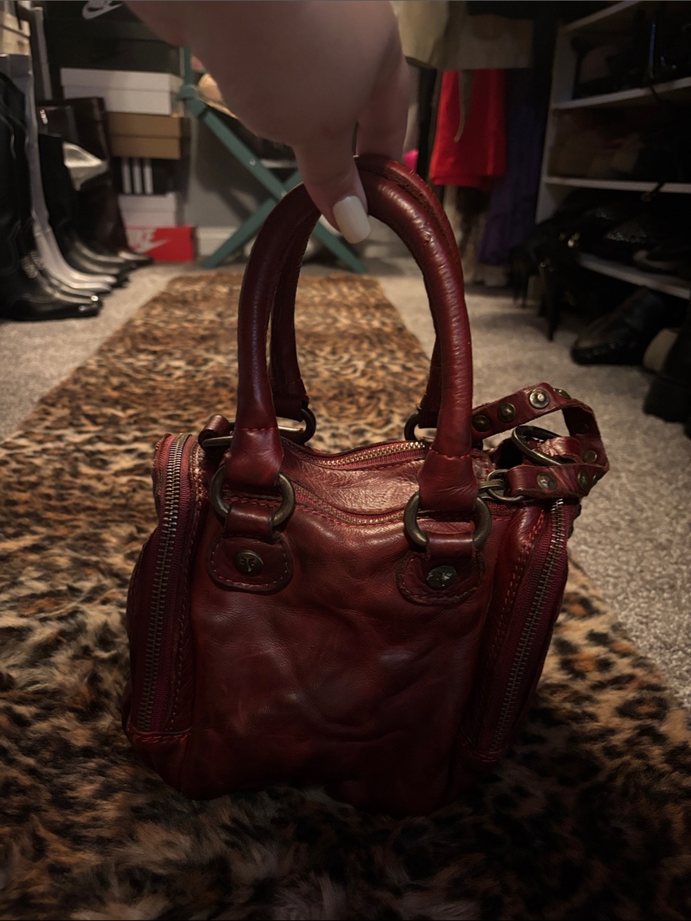The Frye Company Women's Red Leather Satchel Handbag